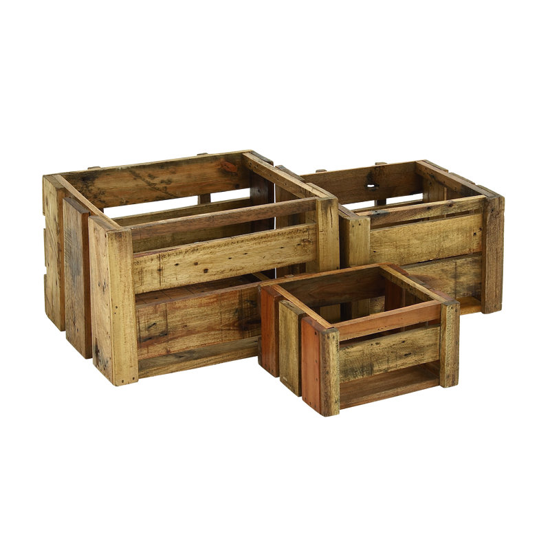 Ensemble de 3 caisses en bois massif