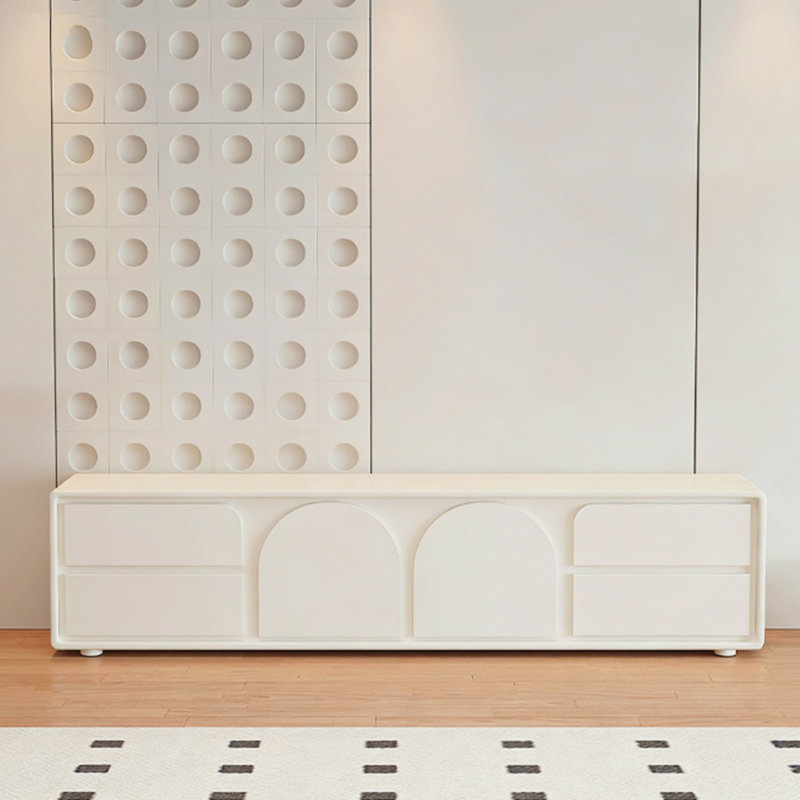 Meuble télé moderne en bois manufacturé blanc, 17.72"H x 70.87"L x 15.75"W