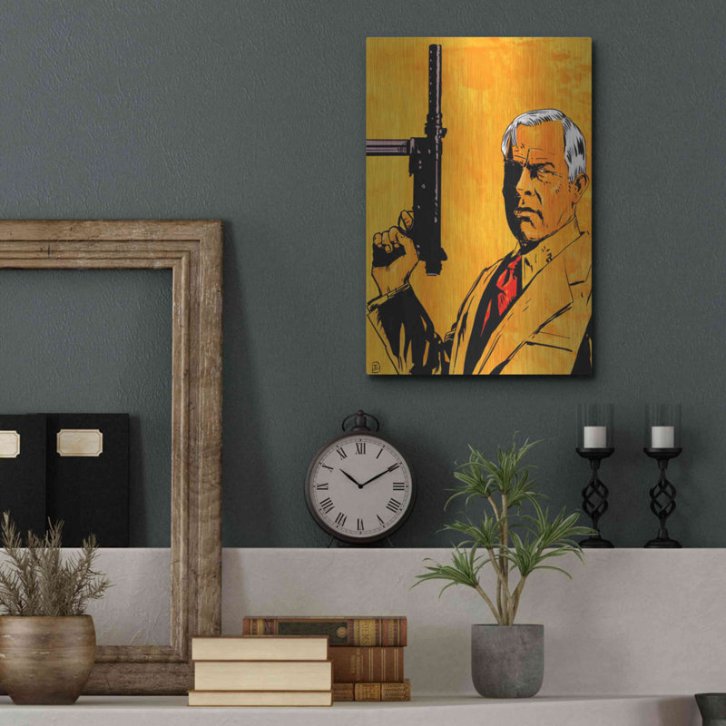 «Lee Marvin» par Giuseppe Cristiano, art mural en métal, H 16 po x l 12 po