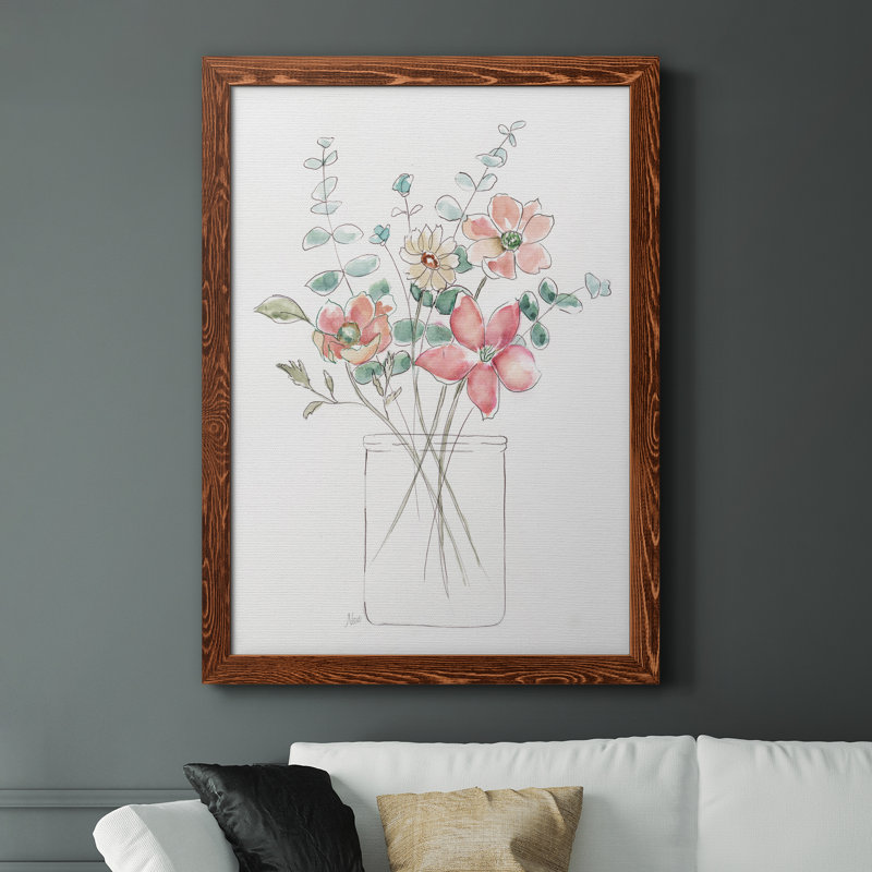 «Whimsical Wildflowers I», reproduction sur toile encadrée, H 31,5 po x l 23,5 po x P 1,5 po, Cadre en érable