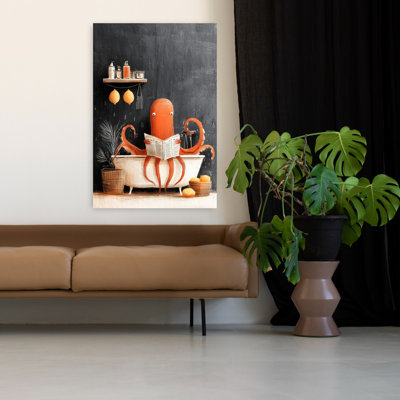 Octopus In Bathtube 1, art mural contemporain