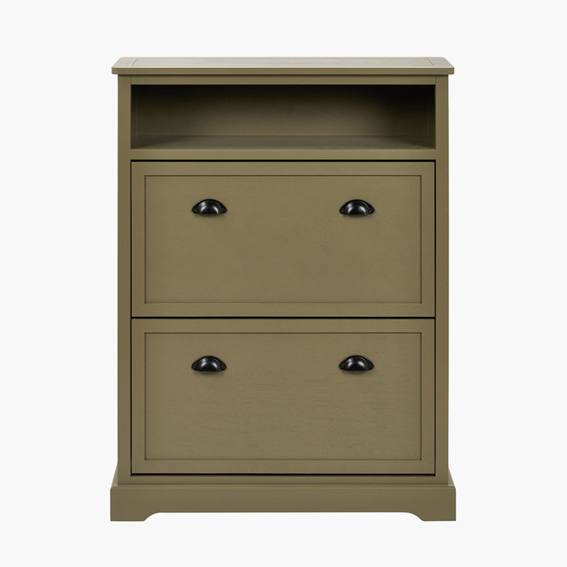 Croft 12 Pair Flip Down Shoe Storage, Olive Green