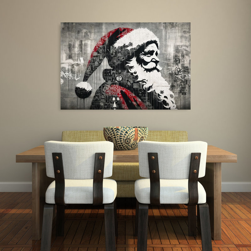 «Urban Graffiti Santa», reproduction d'art abstrait contemporain d'art mural urbain, 32" H x 48" W