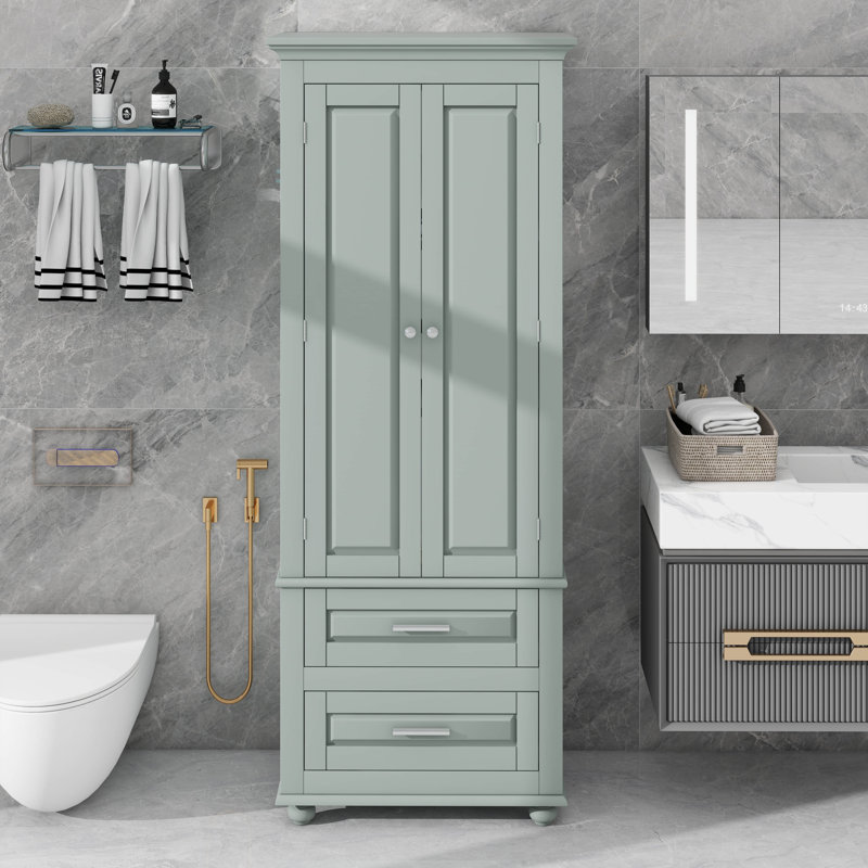 Grande armoire de rangement avec deux tiroirs pratiques, Gris