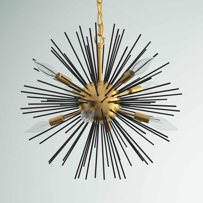 Sumler 8-Light Dimmable Sputnik Sphere Chandelier, Brass/Black, 29" H x 30" W x 30" D