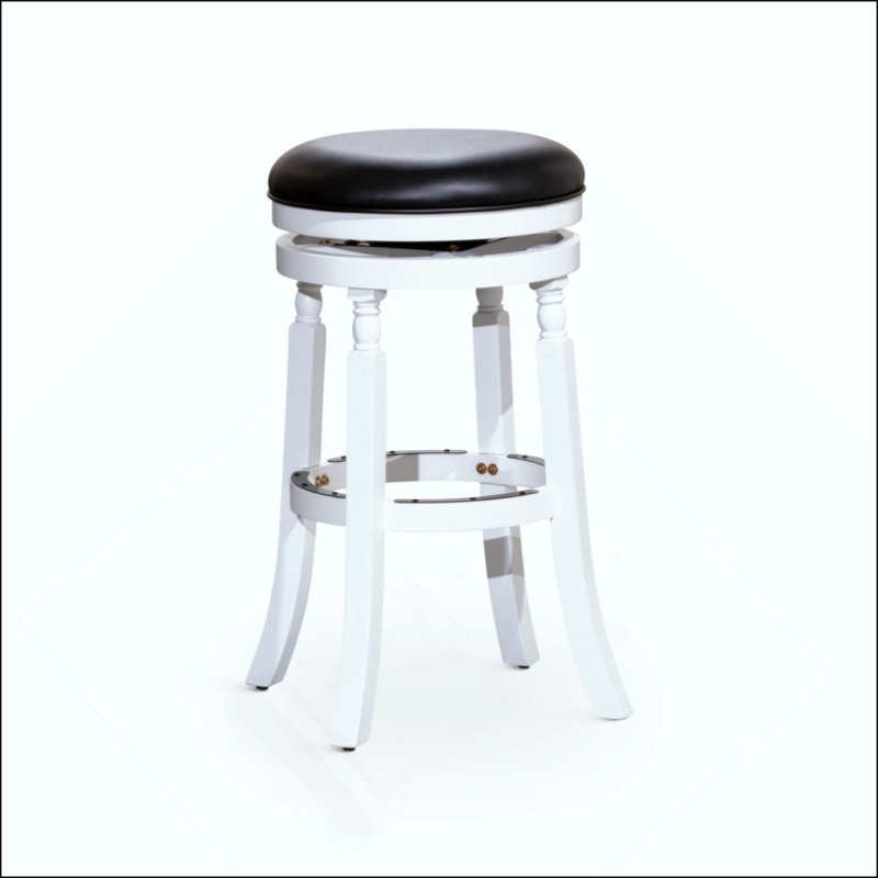 Tabouret de bar avec siège en cuir, design traditionnel et moderne, durable et confortable, Noir