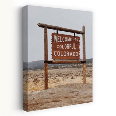 «Colorful Colorado Welcome Colorful Rustic Abstract Landscape Mountain», reproduction d'art murale