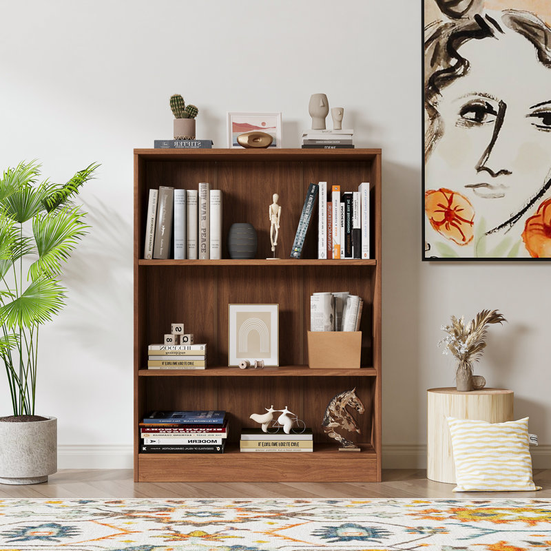 Jalacia Bookcase, Columbia Walnut, (3 Shelves) 42" H x 31" W x 11" D