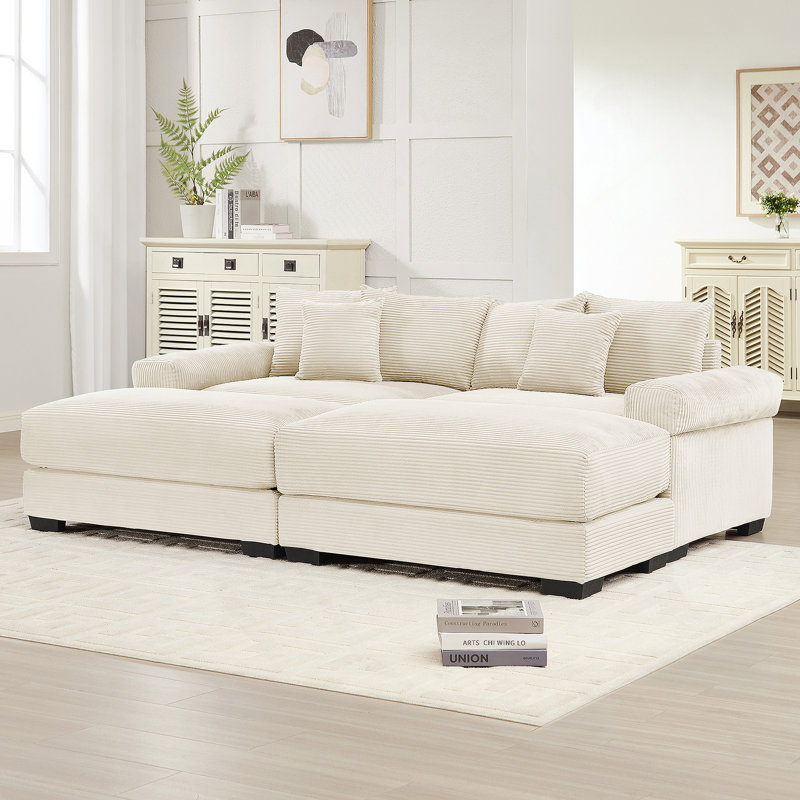 Canapé modulaire surdimensionné 82,6 po Cloud, Velours côtelé beige