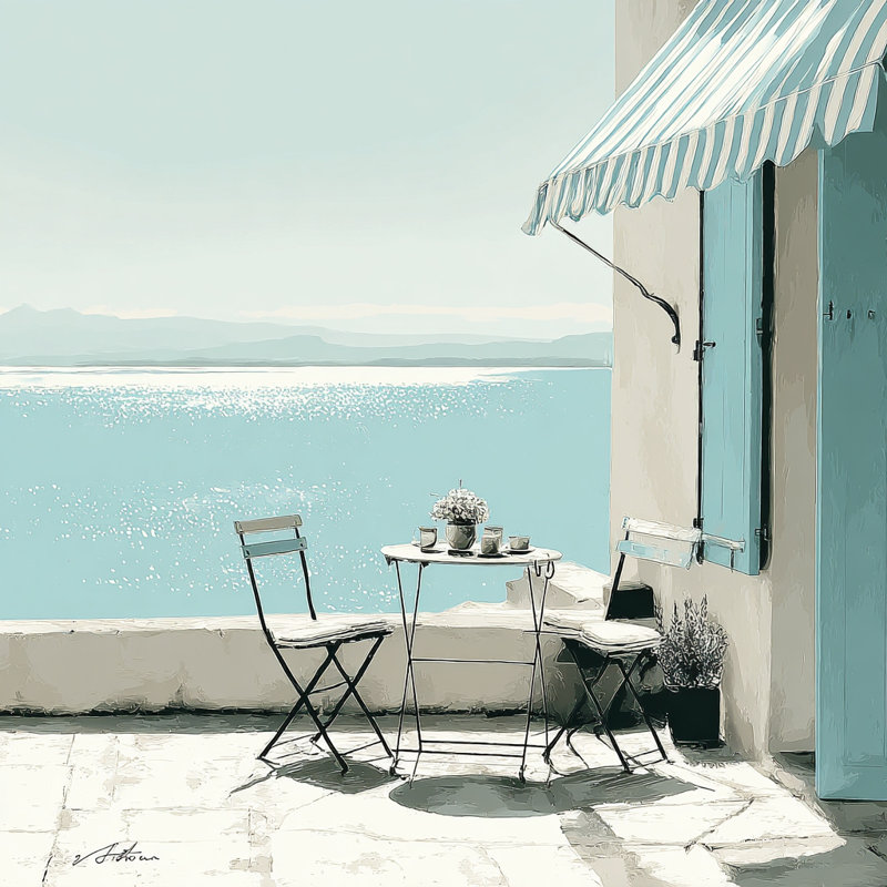 Art mural sur toile Balcon Morning, H 20 po x l 20 po