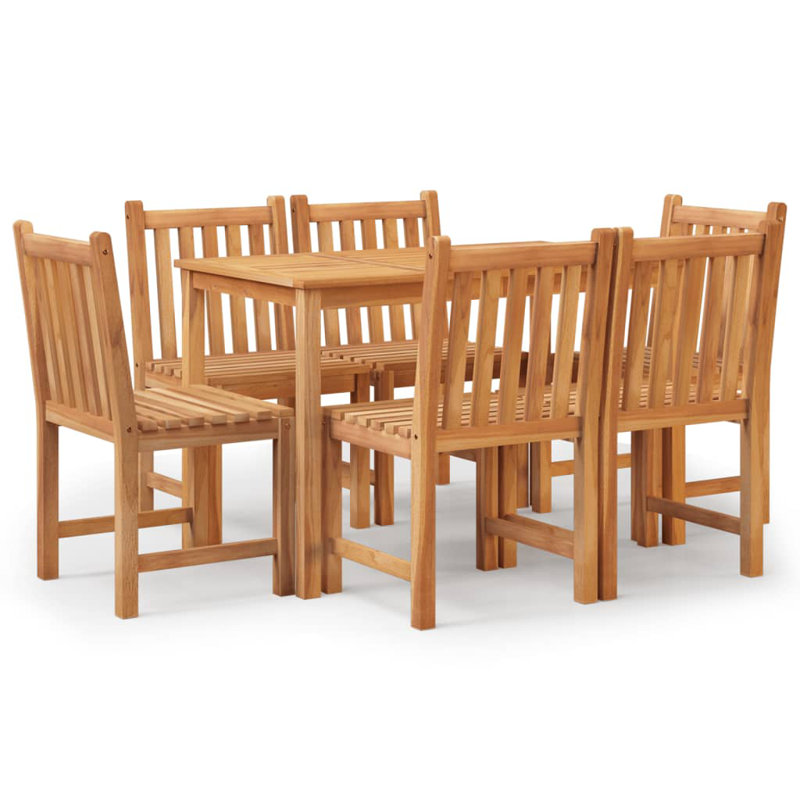 Yun 6 - Person Teak Solid Wood Patio Dining Set Rectangular Table