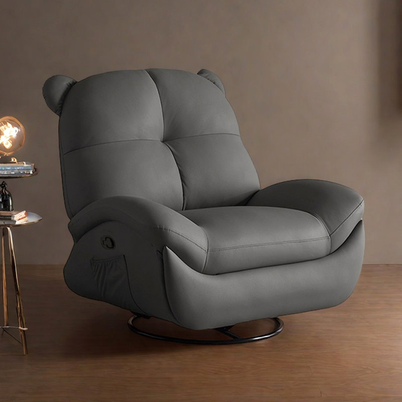 Ergonomic Swivel Recliner with Storage Pocket, Gray