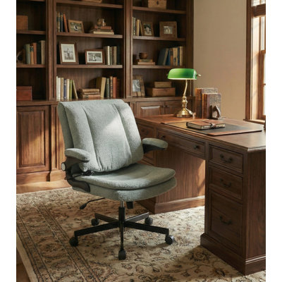 Ergonomic Cross-Legged Office Chair  With Adjustable Armrest& 360° Swivel For Home Office，350lbs Capacity