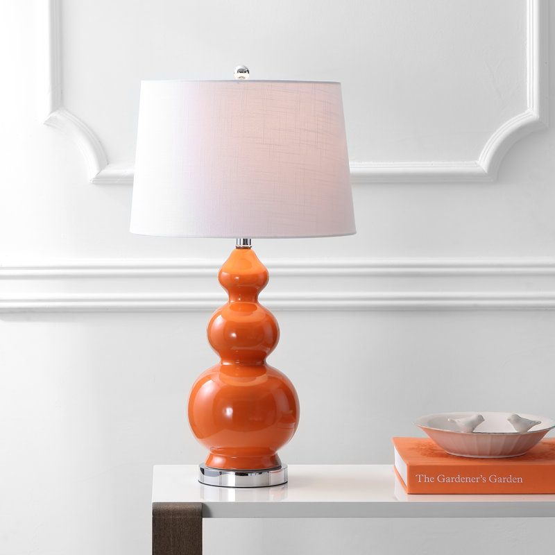 Erbe Ceramic Table Lamp, Orange/Chrome