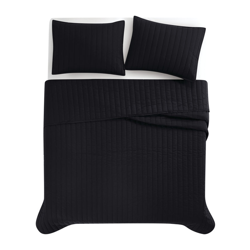 Cotton Standard Quilt, Black, King Quilt + 2 Standard Shams