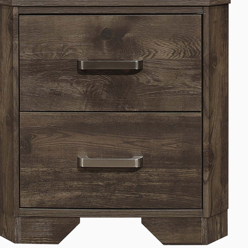 Table de chevet 1 pièce Rustic Brown Finish Brown