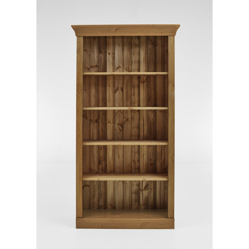 Kelly 202.1cm H x 108cm W Solid Wood Standard Bookcase, Stained and oiled Brown/Brown
