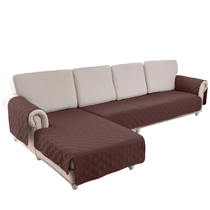 Housse de canapé modulaire en L imperméable, housse réversible 2 pièces avec housse de chaise longue, Polyester gris clair