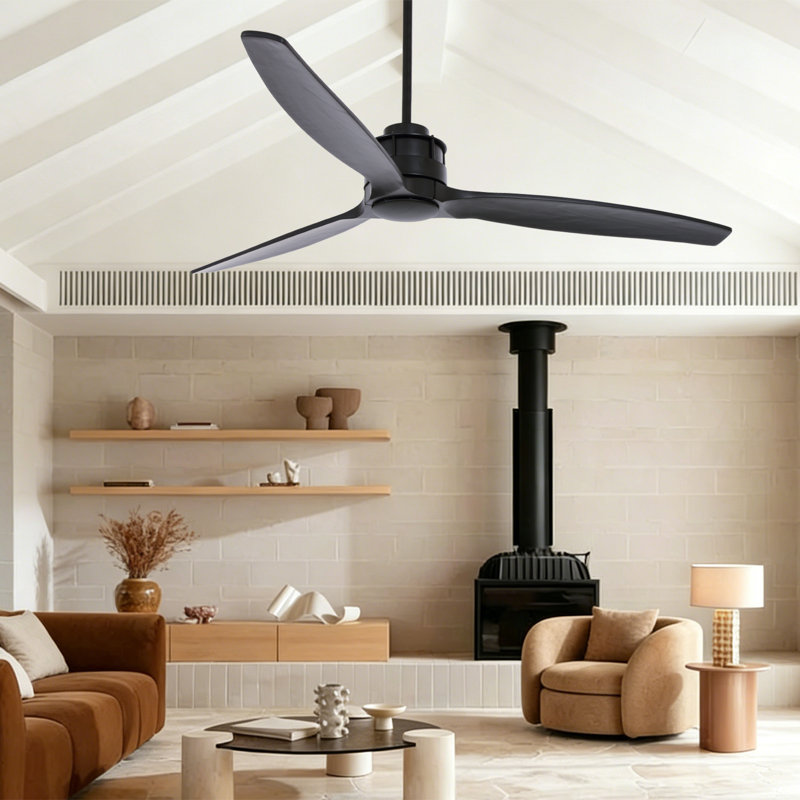 60in 3-Blades Indoor Ceiling Fan with Remote Control, Black