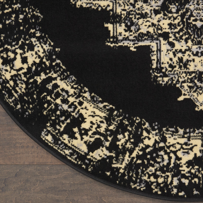 Tapis noir Bo, Rond 5 pi 3 po