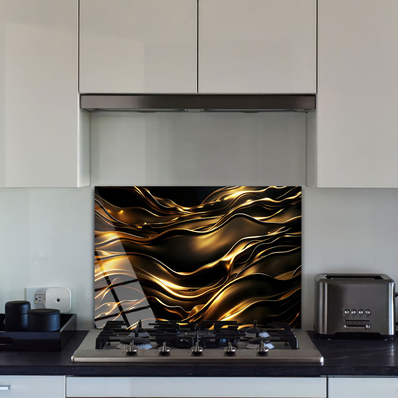 Dosseret en verre trempé Silken Waves - Décoration murale de cuisine, H 17 po x l 17 po x P 0,5 po