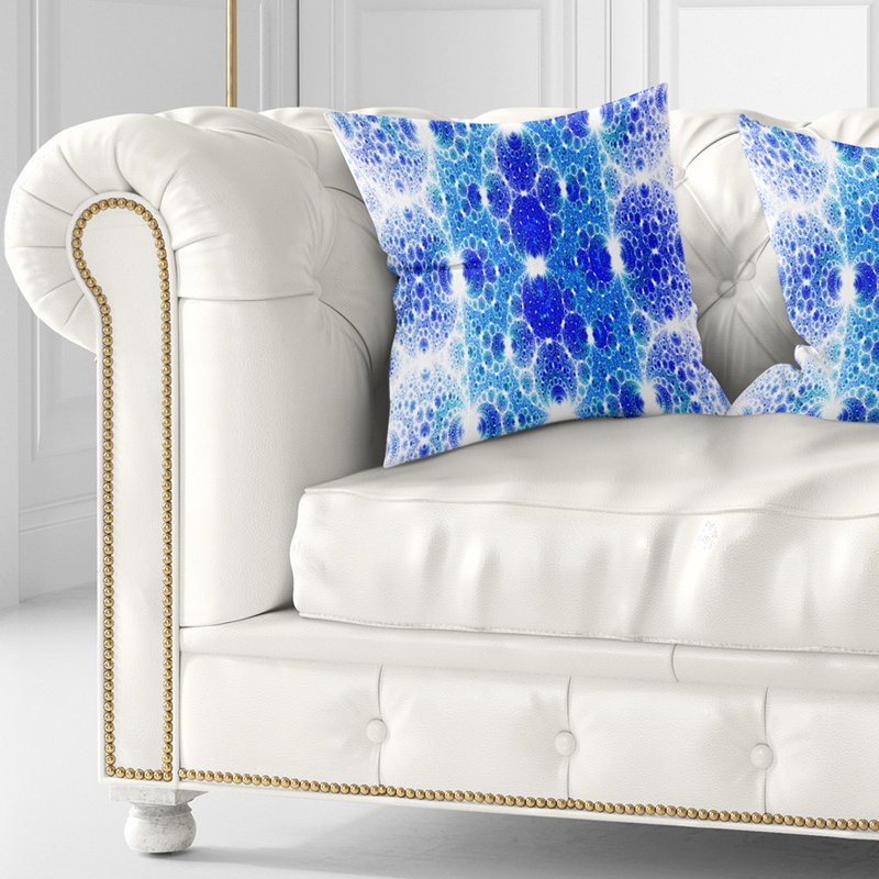 Coussin décoratif à motif de croissant fractal Abstract, 16 po x 1 po, Coussin décoratif, Bleu