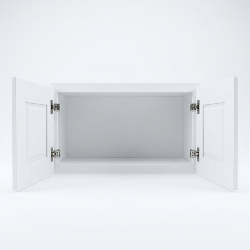 Armoire murale moderne de style Shaker, en bois massif et contreplaqué blanc, à 2 portes - 38 cm de hauteur