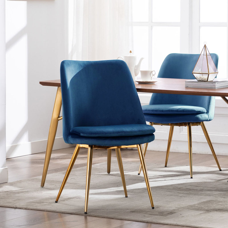 47cm H Velvet Upholstered Side Chair, Blue