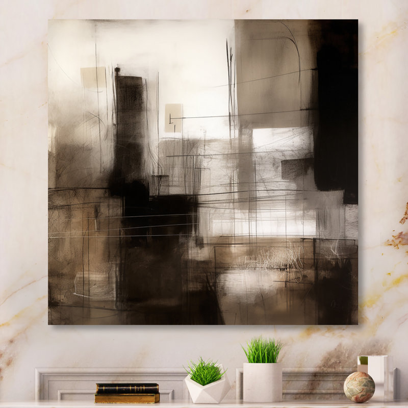 «Black Mid Century Fusion V», reproduction sur toile, H 30 po x l 30 po x P 1 po, Toile tendue