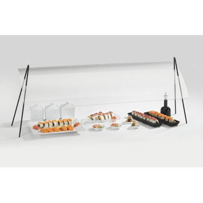 Acrylic Rectangular Sneeze Guard with Black Iron Wire Frame
