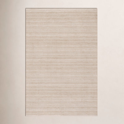 Khaki Striped Flatweave Outdoor Rug