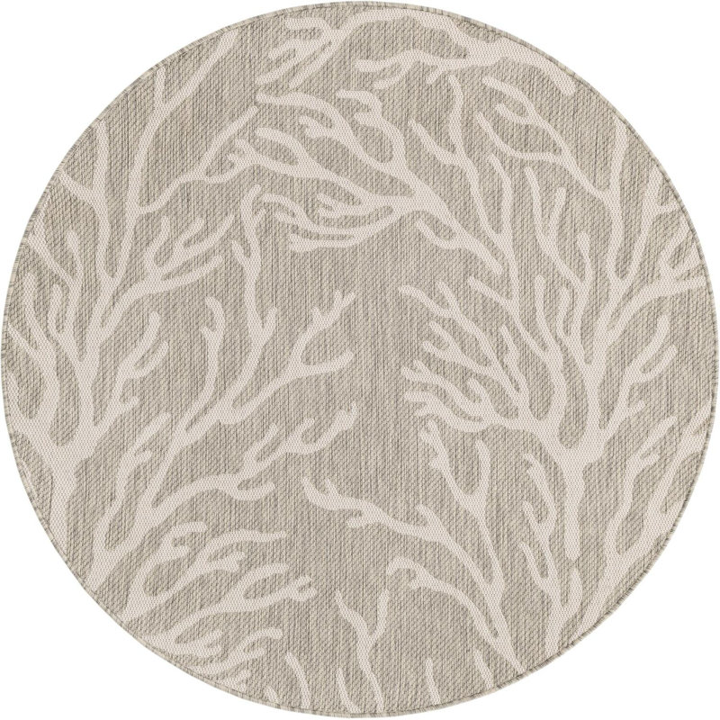 Tapis contemporain gris Azilynn, Rond 5 pi 3 po