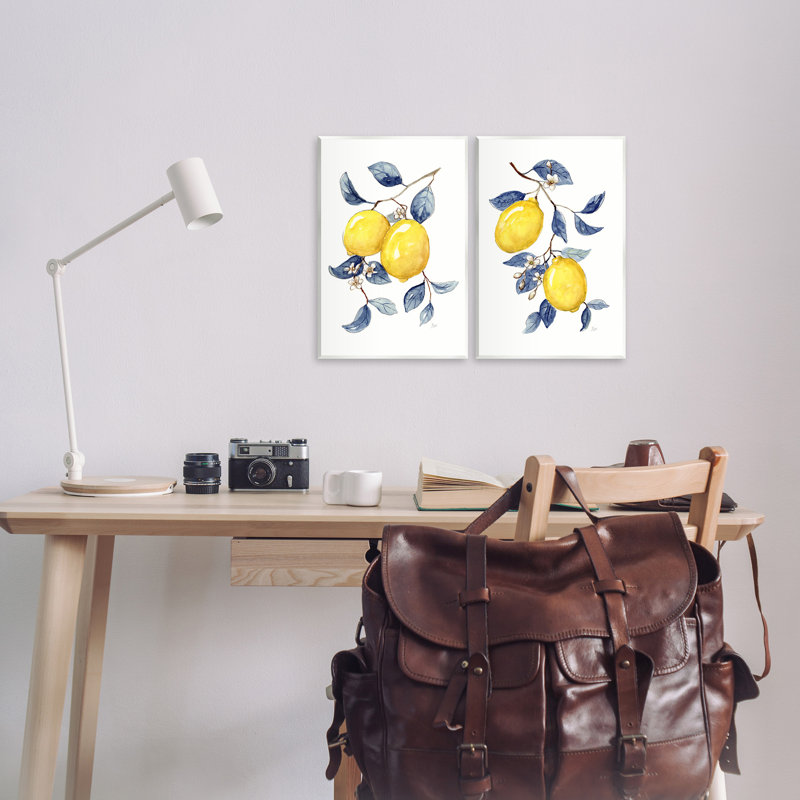 «Budding Lemon Blossoms», ensemble de 2 plaques murales par Nan, H 15 po x l 10 po