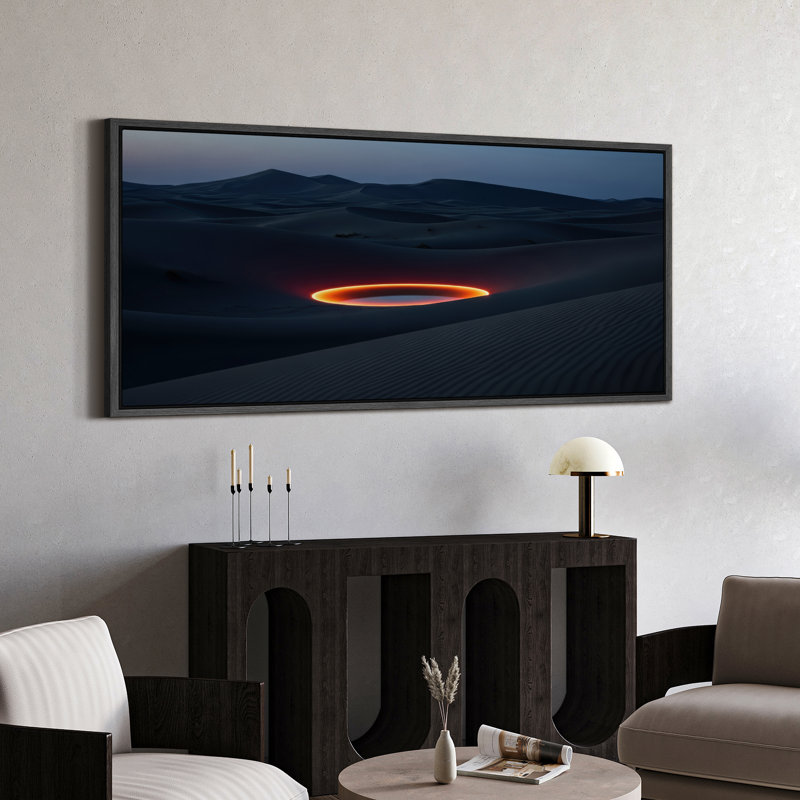 «Glowing Circle in Desert at Night», art mural sur toile - Photographie de paysage surréel pour des intérieurs modernes ou contemporains