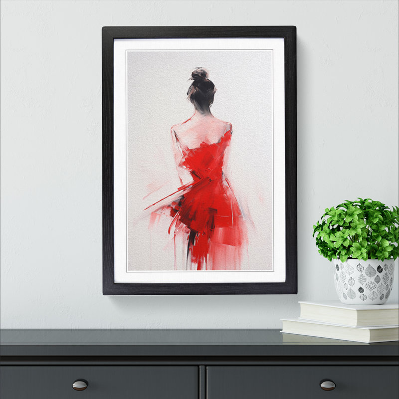 Minimalist Gestural No.3 - Single Picture Frame Print on Wood, Black Framed, 34cm H x 25cm W x 2cm D