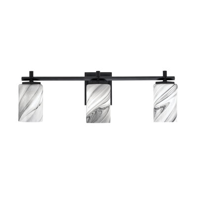 Mariko 2 Light Bath Bar Shown In  With 4" Onyx Swirl Glass