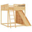 Lit mezzanine double avec tête de lit rembourrée et tablettes de rangement-264814895-264814894