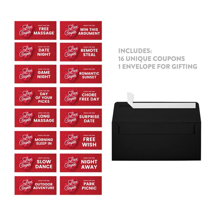 Hearts Love Unique Funny Romantic Coupons (Set of 16) The Holiday Aisle