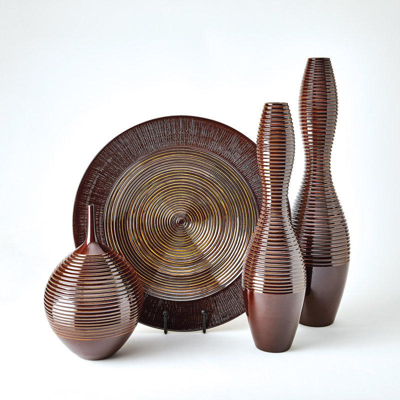 Ribbed Handmade Ceramic Floor Vase, 28.25" H x 7.25" W x 7.25" D