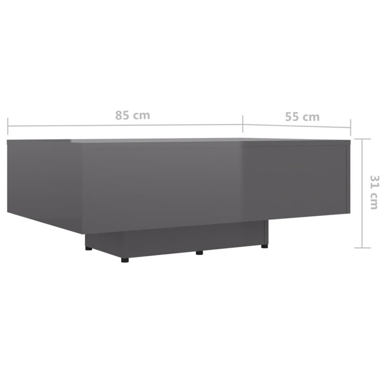 Jlea Solid Coffee Table, Black, 31cm H x 85cm W x 55cm D