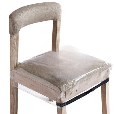 4 Pack Clear Plastic Dining Chair Covers, Reusable Thickened Soft PVC Seats Protectors, Double-Sided Adjustable Waterproof Chairs Slipcover