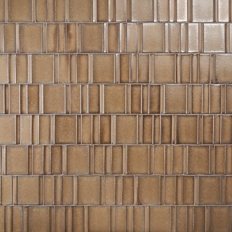 Metaru 5,82 po X 5,82 po Carrelage mural en porcelaine mat 3D aspect métallique (7,82 pieds carrés / caisse), Dorée