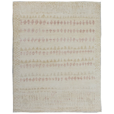 Tapis beige / rouille de haute qualité noué à la main