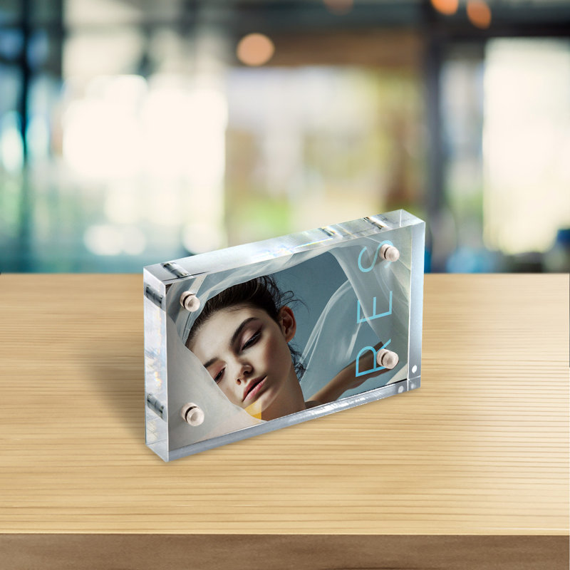 Black Acrylic Magnetic Tabletop Frame with Polished Metal Backing