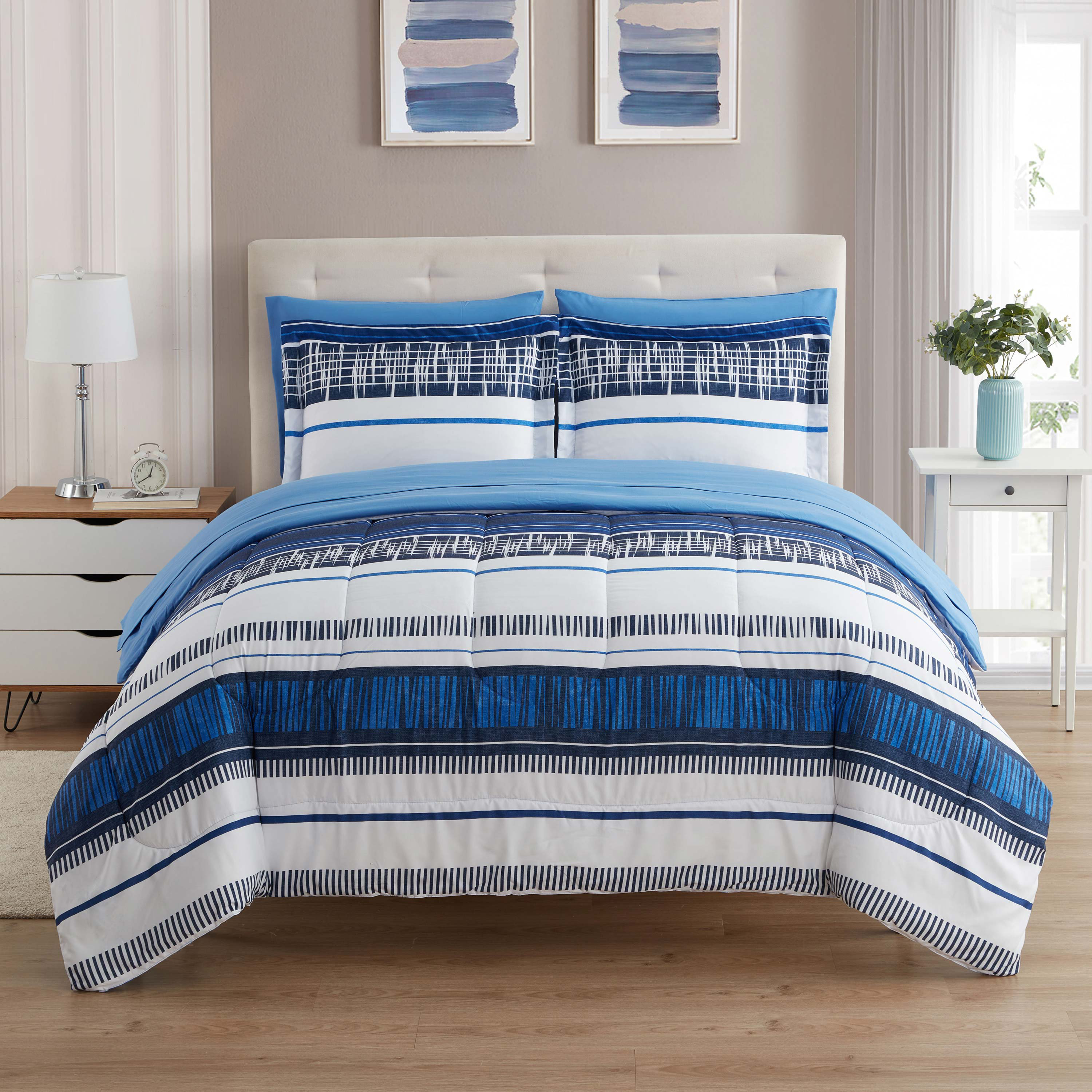 Sweet Home Collection Mediterranean Printed Bed In A Bag Comforter Set ...