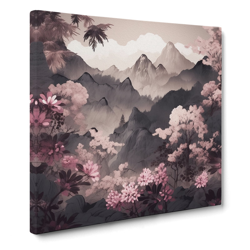 Japanese Mountains Floral Art - No Frame Print