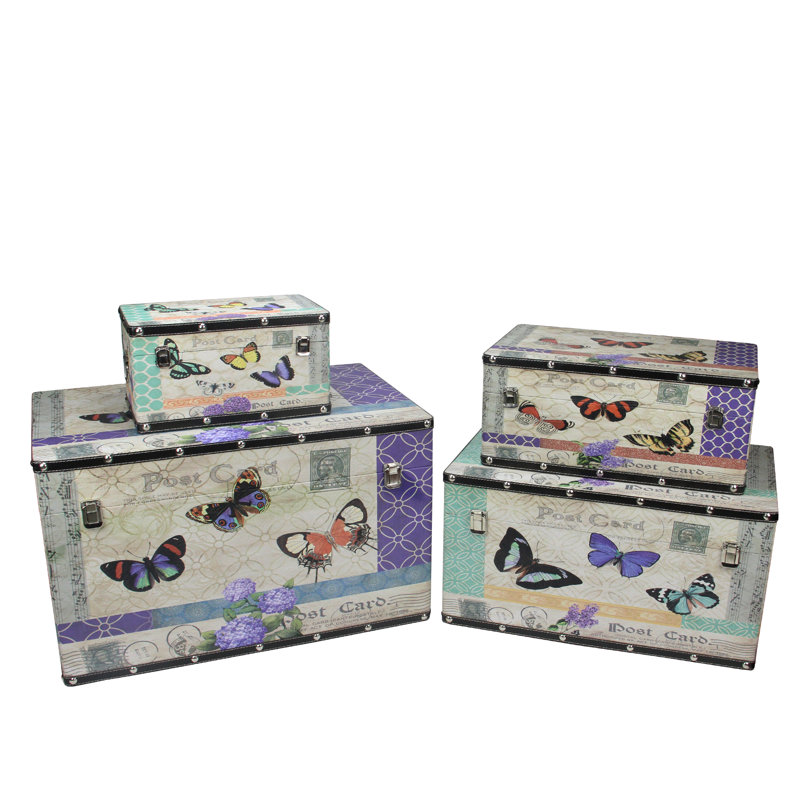 Boîte de rangement décorative en bois style papillon
