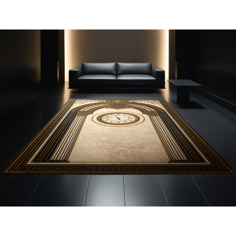 Tapis abstrait moderne et contemporain lavable à la machine Alexa, 3x5