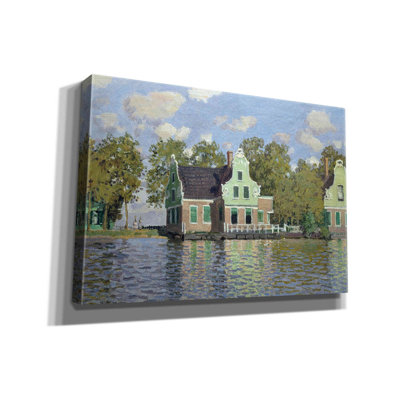 «Maisons près de la berge de la rivière Zaan» par Claude Monet, estampe numérique sur toile