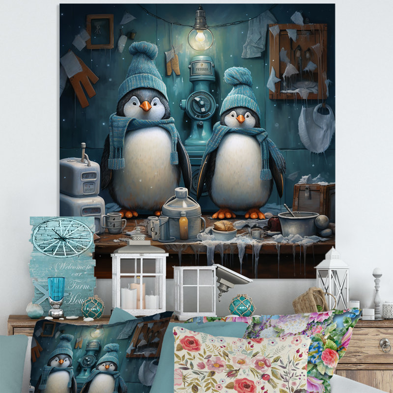 Chilly Penguins Laundry Room I - Art mural en métal Laundry, H 16 po x l 16 po